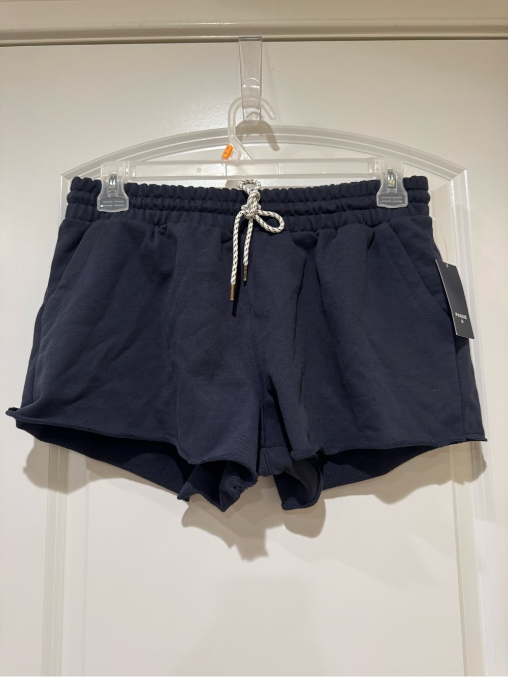 Target x Parke Women's Navy Elastic-Waist Sweat Shorts with Drawcord